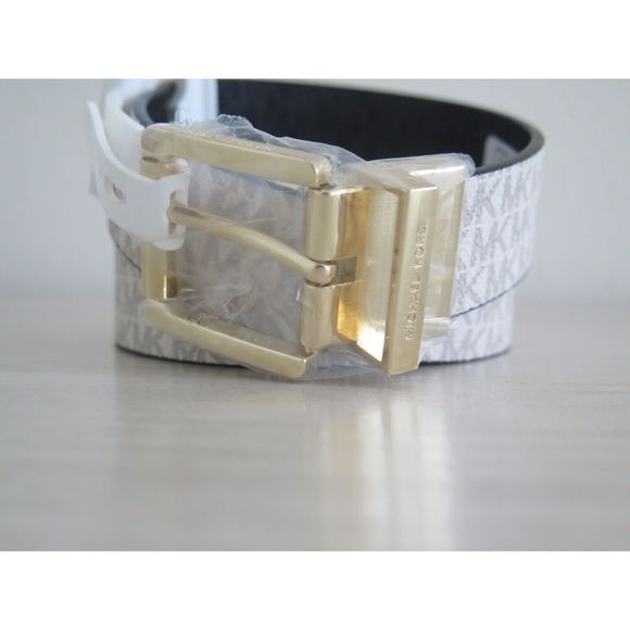 Michael Kors 553793C Women Sz M Reversible White/Black Signature Logo MK Belt - Picture 5 of 9